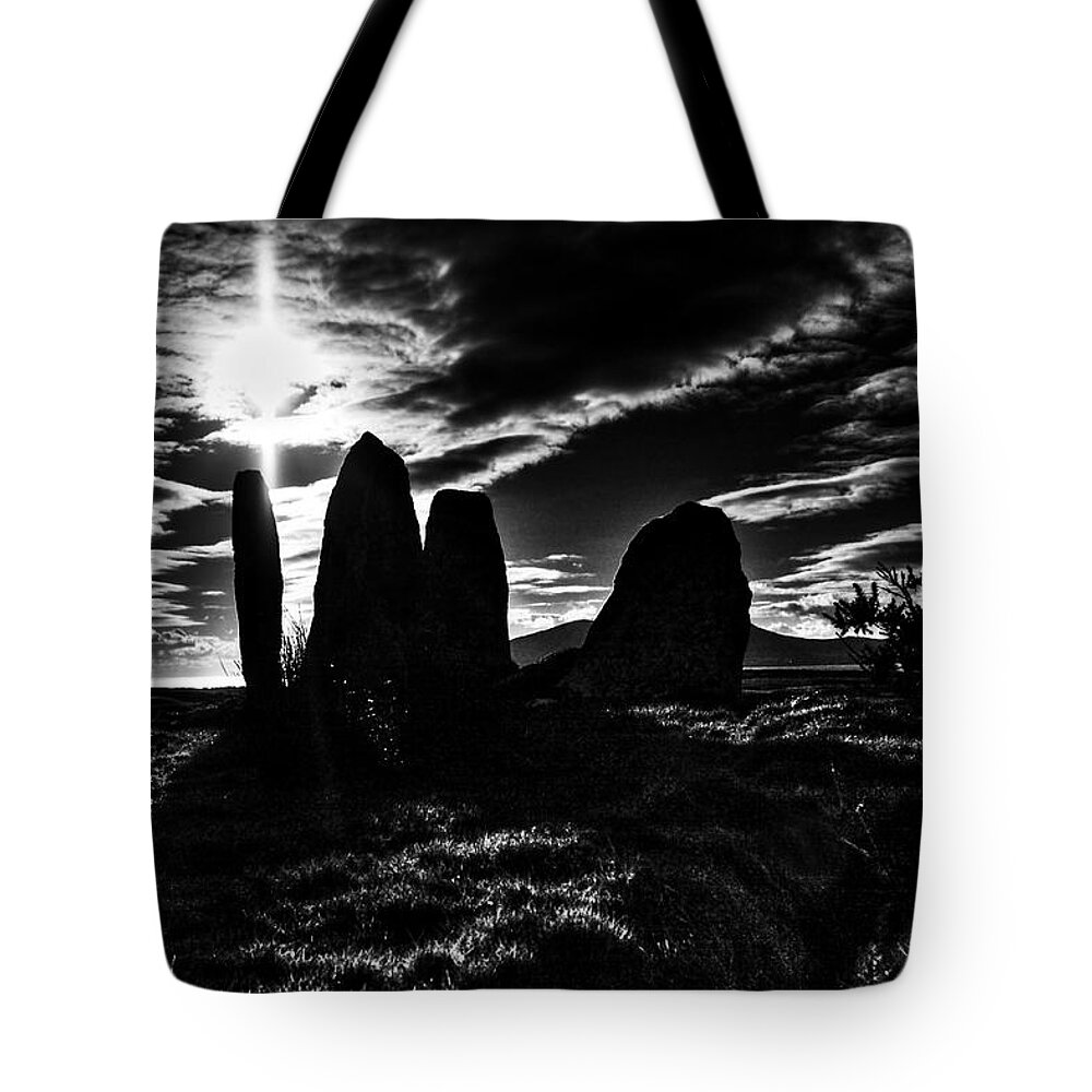 Ireland Tote Bag featuring the photograph Stone Alignment At Waterville by Aidan Moran