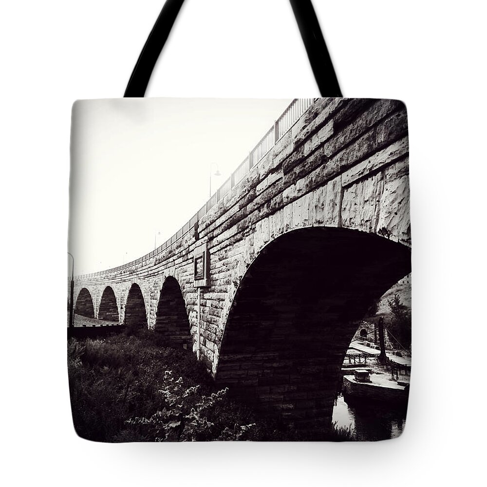 Stone Arch Bridge Tote Bag featuring the photograph Stone Arch Bridge by Zinvolle Art