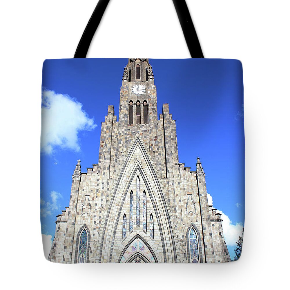 Tranquility Tote Bag featuring the photograph Stone Cathedral - Canela - Rs - Brazil by Lelia Valduga