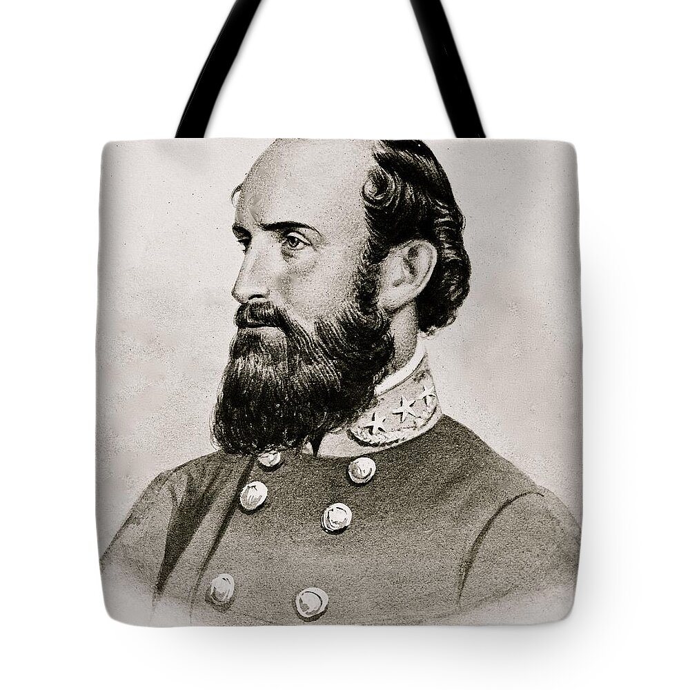 Stonewall; Jackson; General; Confederate; Cavalry; Civil; War; South; Military; 1863 Tote Bag featuring the photograph Stonewall Jackson Confederate General Portrait by Anonymous
