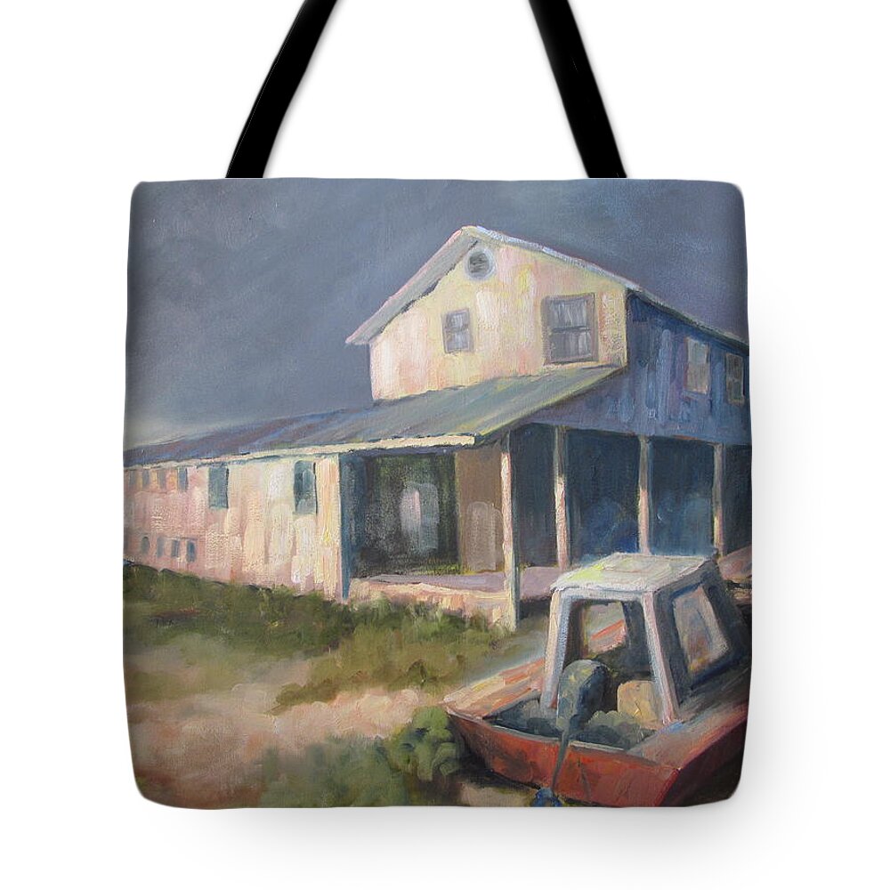 Oysters Tote Bag featuring the painting Storm Brewing by Susan Richardson