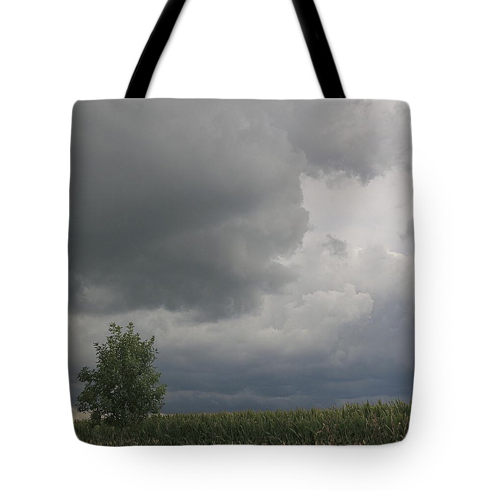 Cornfield Tote Bag featuring the photograph Storm Clouds Over Cornfields by Lynn Chendorain