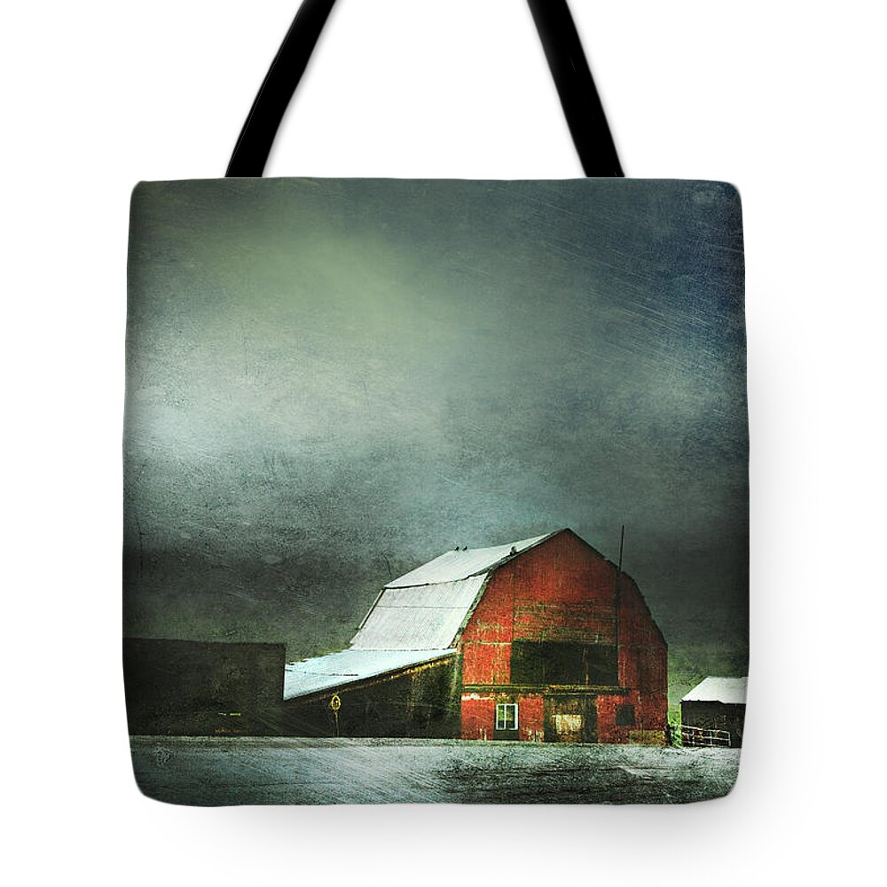 Red Barn Tote Bag featuring the photograph Storm by Theresa Tahara