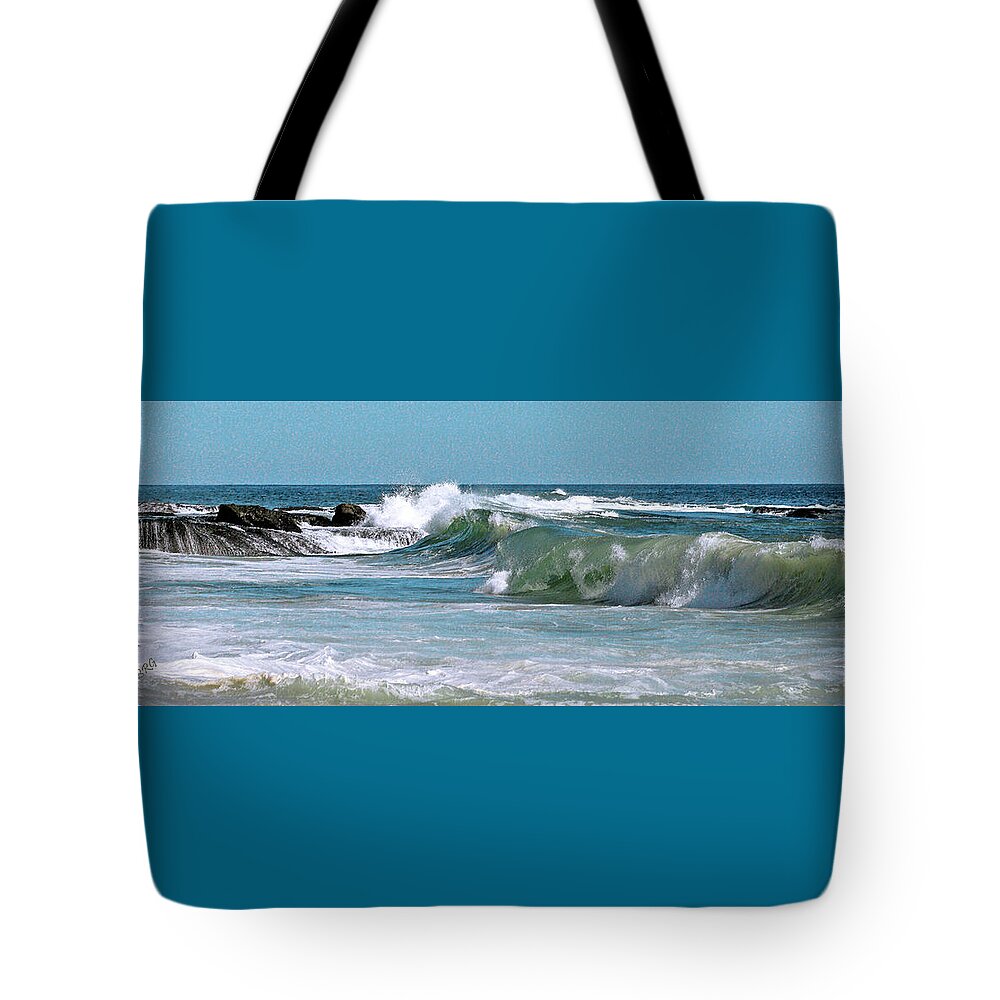 Seascape Tote Bag featuring the photograph Stormy Lagune - Blue Seascape by Ben and Raisa Gertsberg