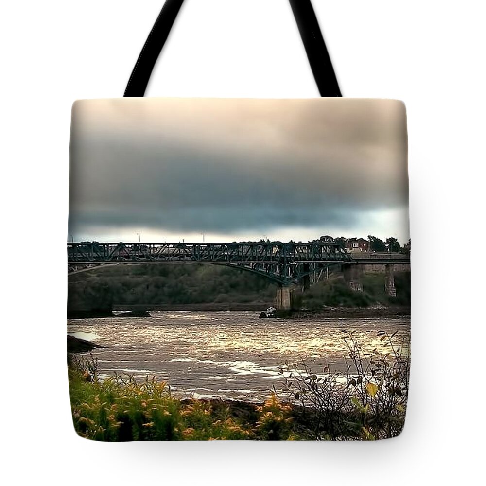 Bridge Tote Bag featuring the photograph Stormy Morning by Jennifer Wheatley Wolf