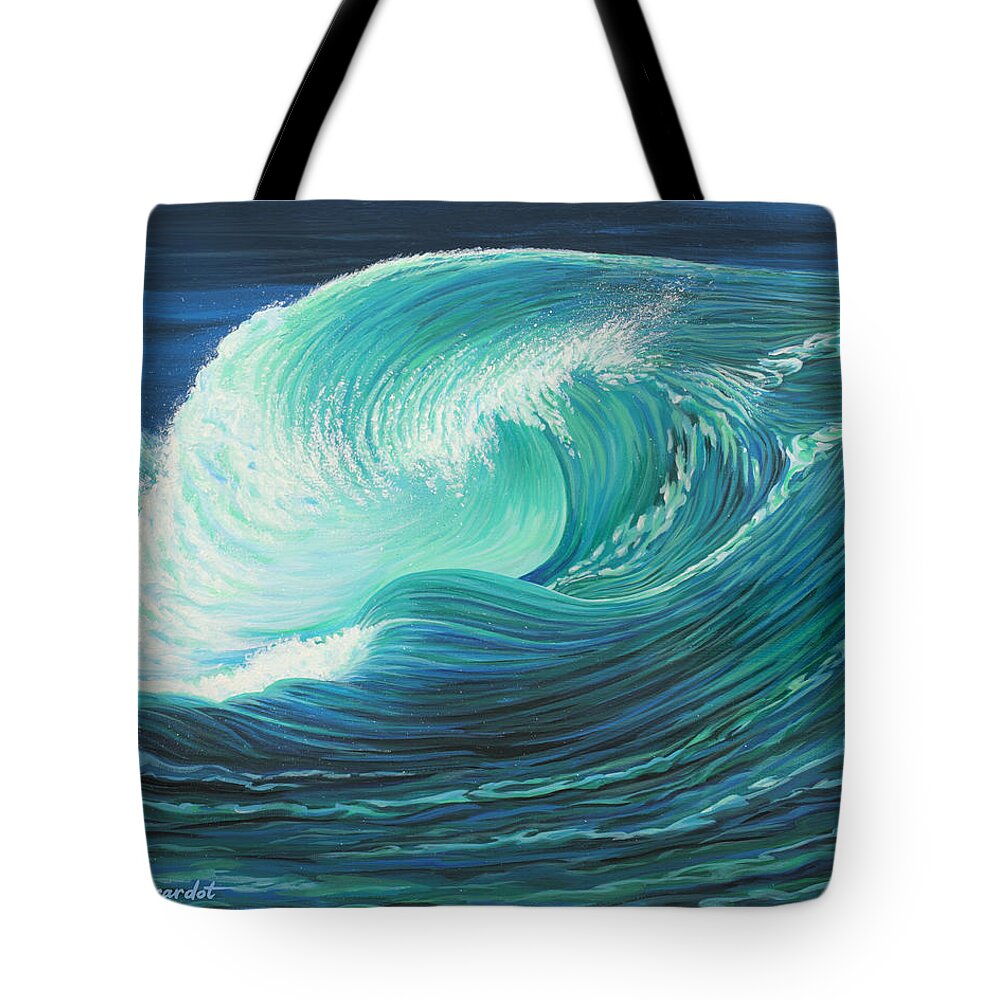Ocean Tote Bag featuring the painting Stormy Wave by Jane Girardot