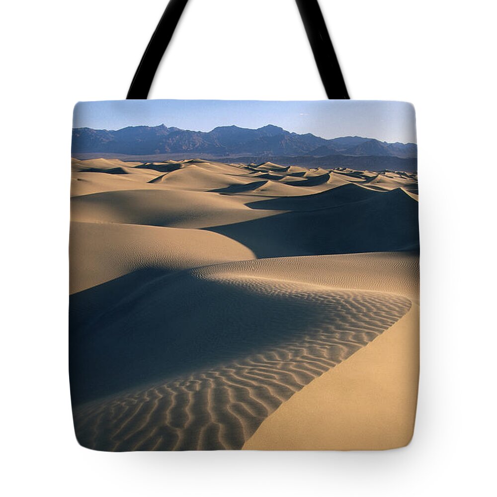 Shadow Tote Bag featuring the photograph Stovepipe Wells, Sand Dunes by John Elk