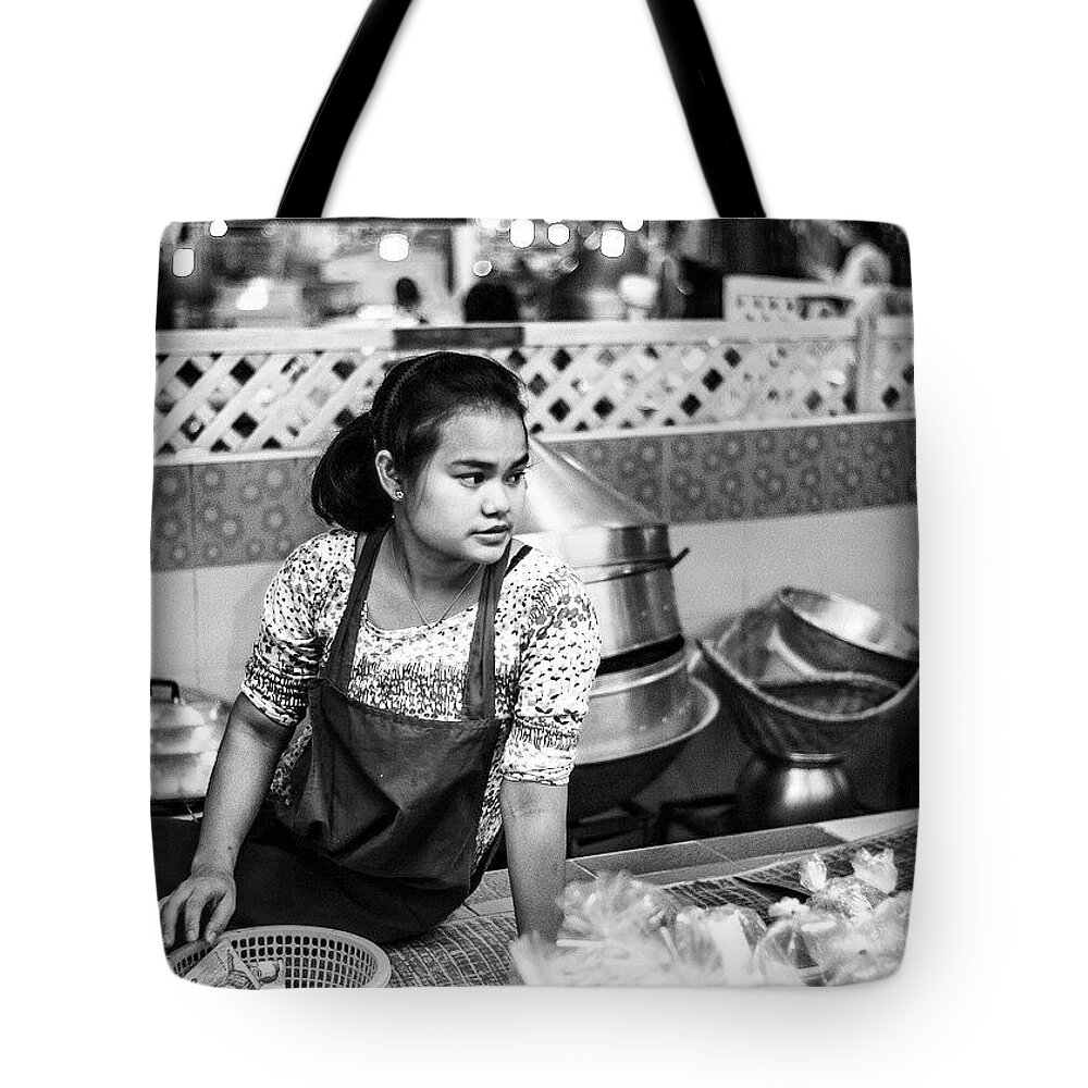 Selling Tote Bag featuring the photograph Street Market, Thailand by Aleck Cartwright