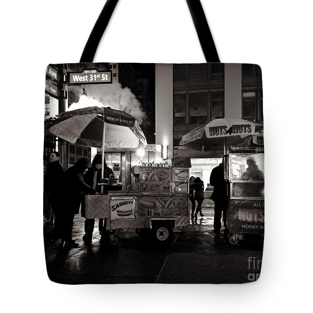 Street Photography Tote Bag featuring the photograph Street Vendor Row by Miriam Danar