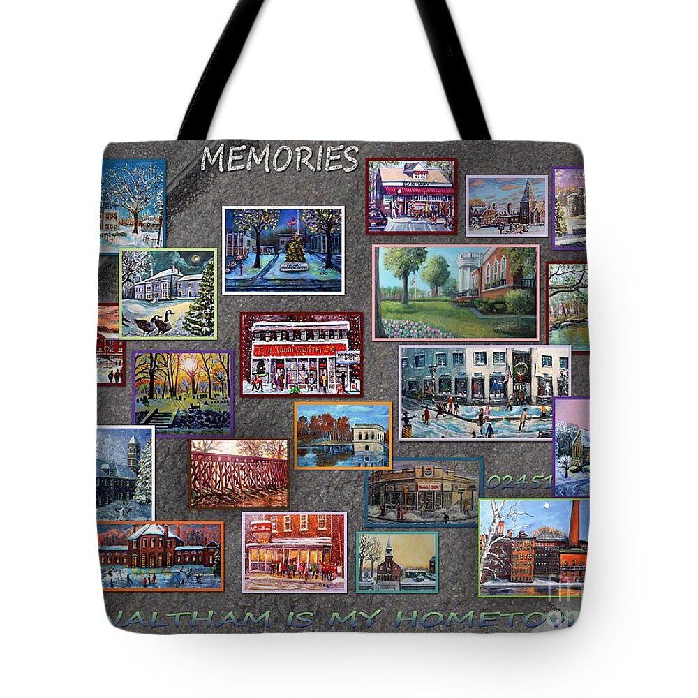Waltham Tote Bag featuring the painting Streets Full Of Memories by Rita Brown