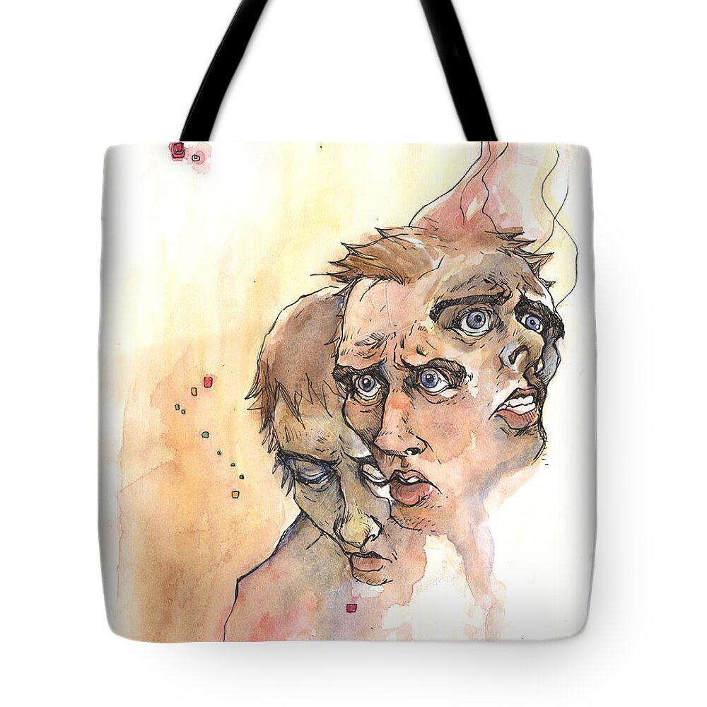 Stress Tote Bag featuring the drawing Stress Anxiety Depression by John Ashton Golden