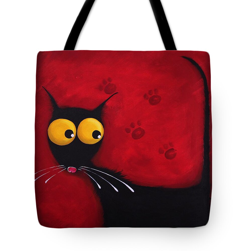 Cat Tote Bag featuring the painting Stressie Cat by Lucia Stewart