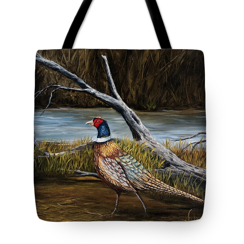 Bird Tote Bag featuring the painting Strutting Pheasant by Darice Machel McGuire