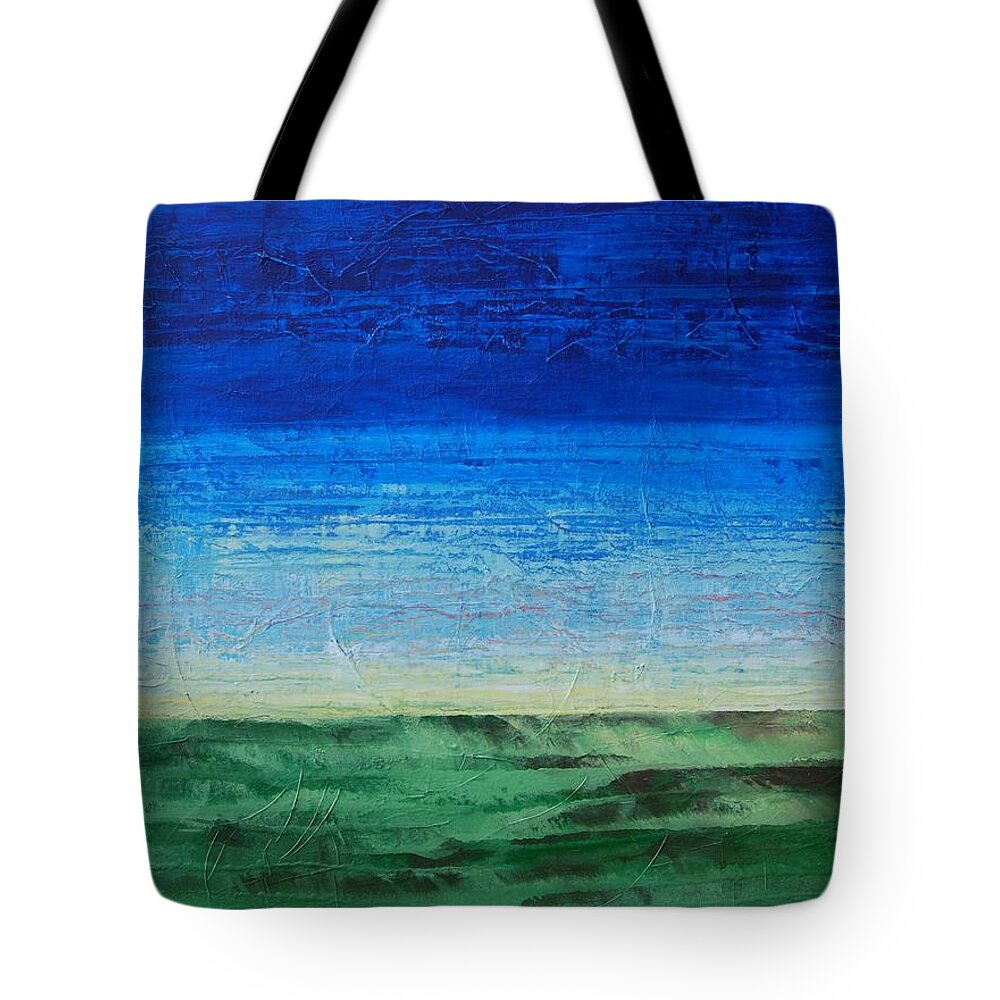 Blue Tote Bag featuring the painting Study of Earth and Sky by Linda Bailey
