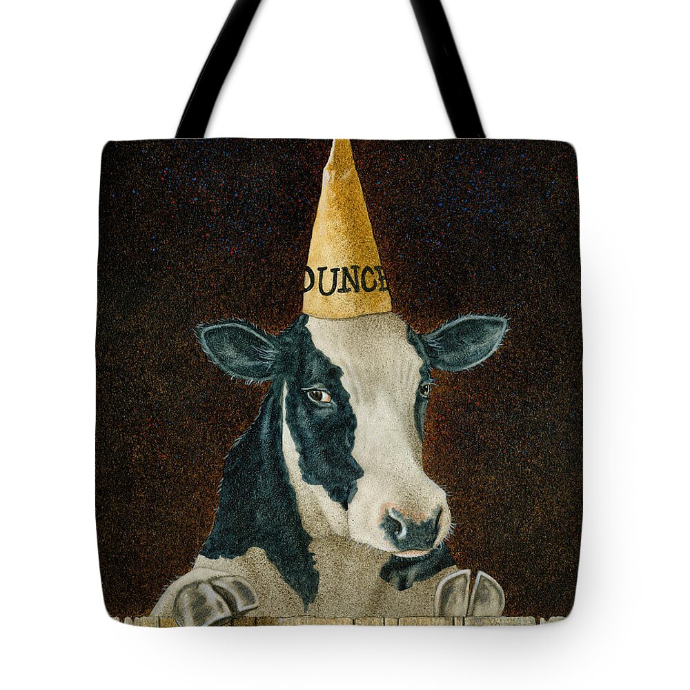 Will Bullas Tote Bag featuring the painting Stupid Cow... by Will Bullas
