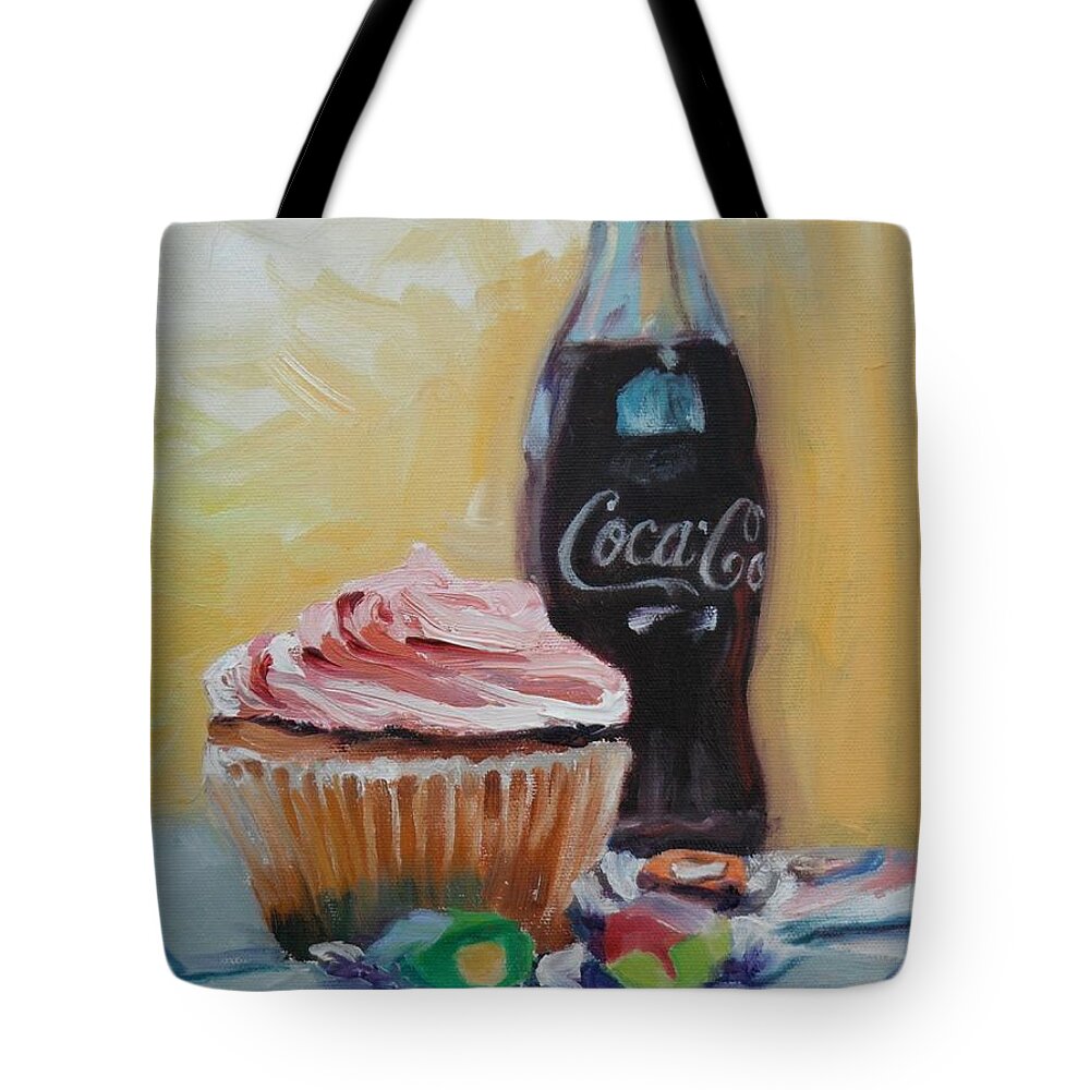 Coke Tote Bag featuring the painting Sugar Overload by Donna Tuten