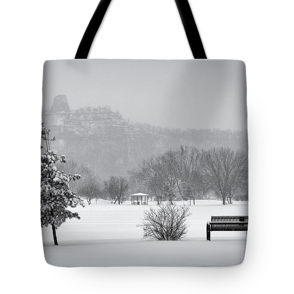 Sugarloaf Tote Bag featuring the photograph Sugarloaf Snowstorm by Al Mueller