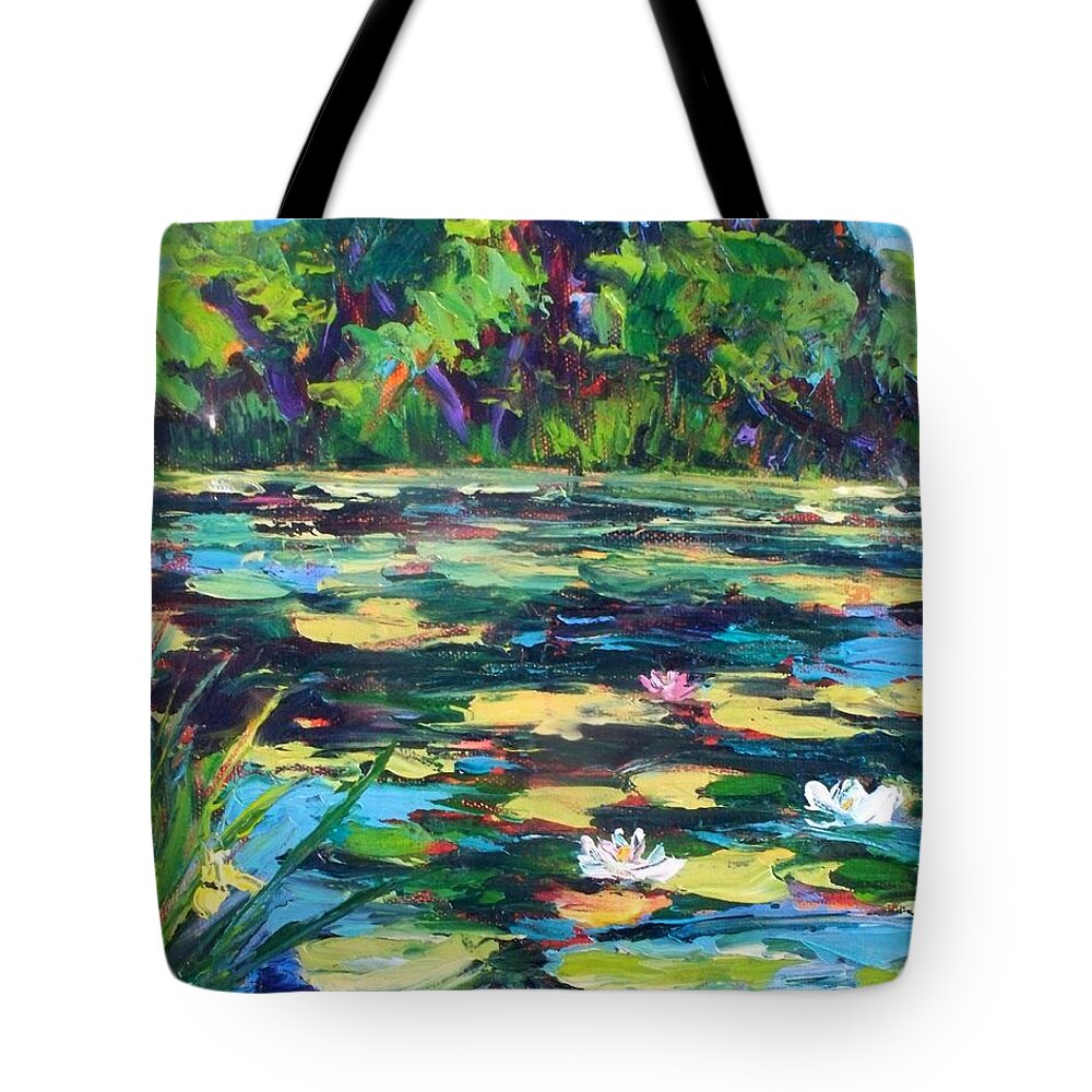 Landscape Tote Bag featuring the painting Summer at Shady Lakes by Marian Berg