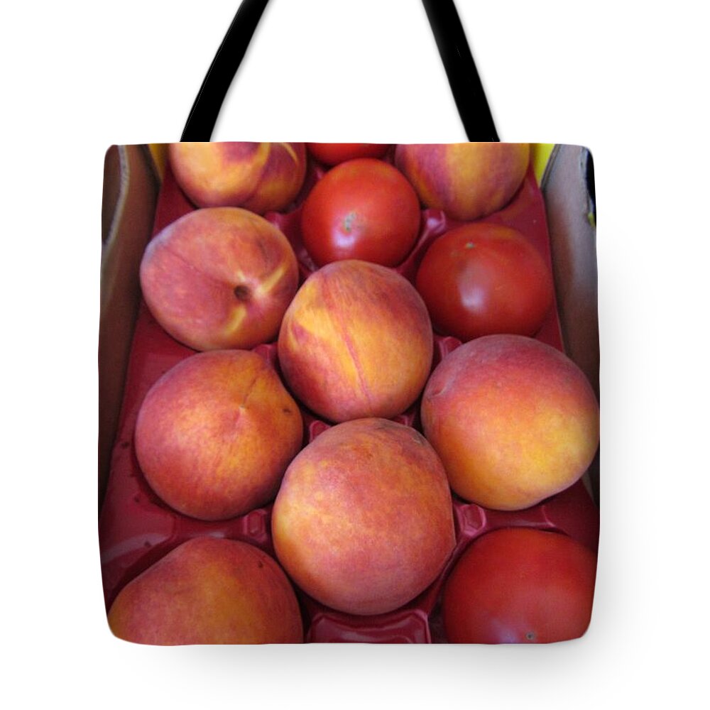 Peach Tote Bag featuring the photograph Summer Harvest by Susan Carella