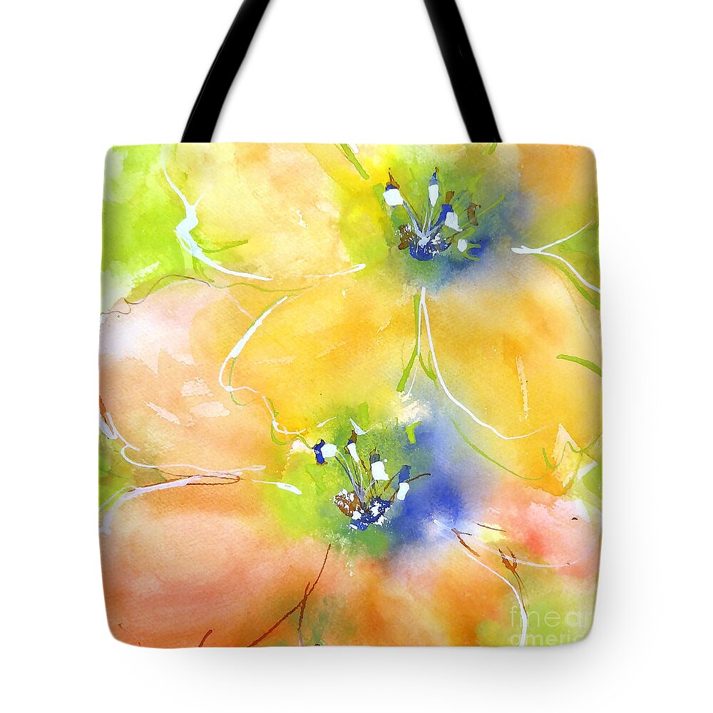 Original And Printed Watercolors Tote Bag featuring the painting Summer Poppies 1 by Chris Paschke