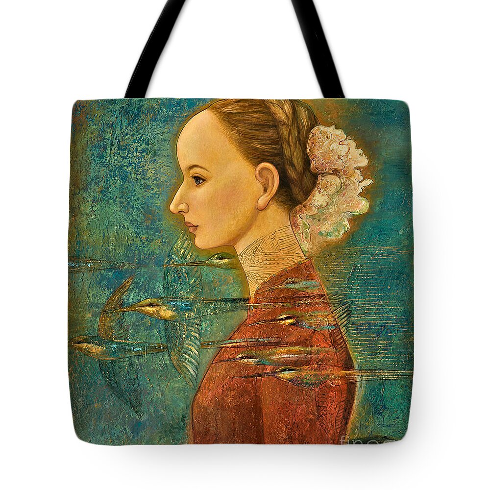 Figurative Tote Bag featuring the painting Summer Song by Shijun Munns