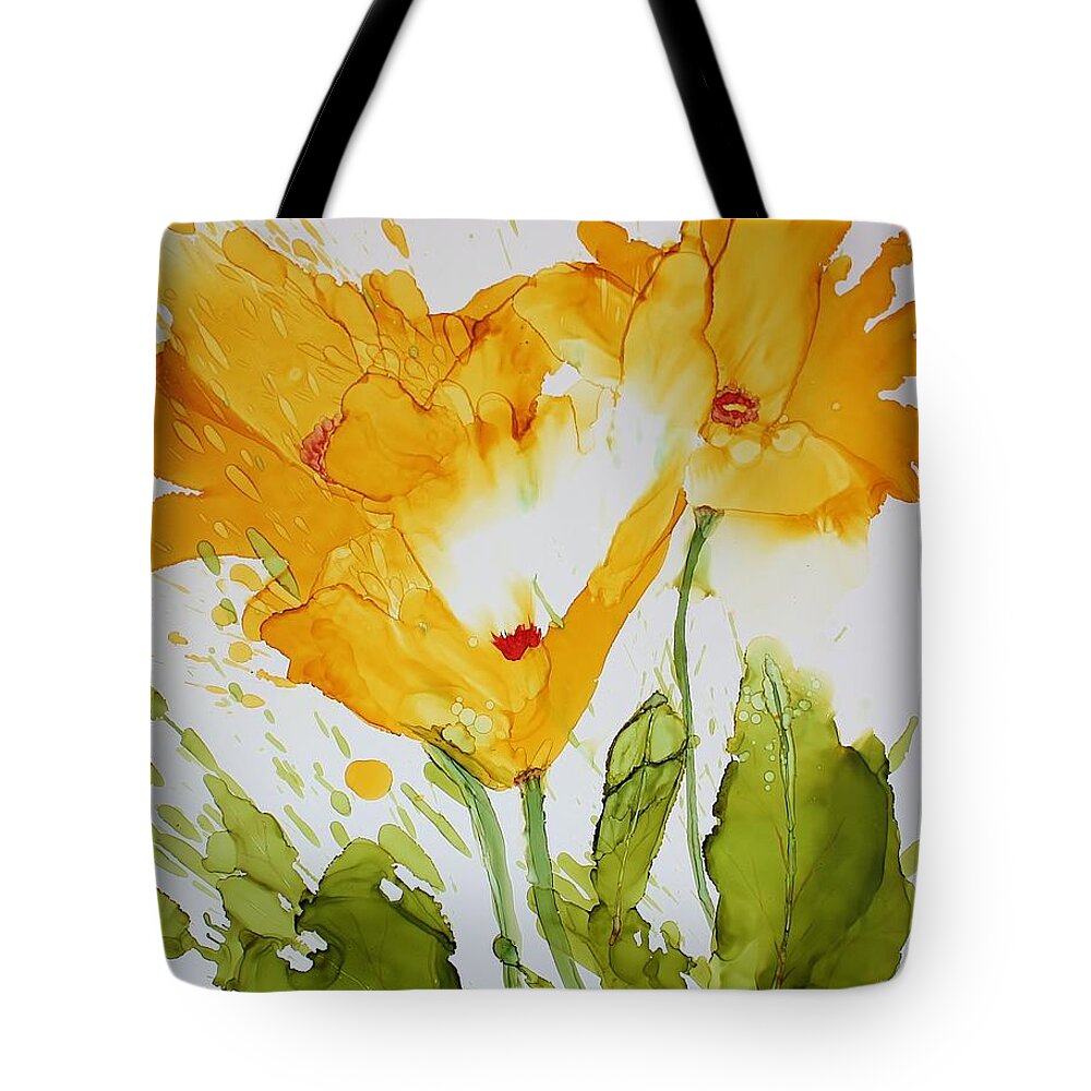 Flowers Tote Bag featuring the painting Sun Splashed Poppies by Marcia Breznay