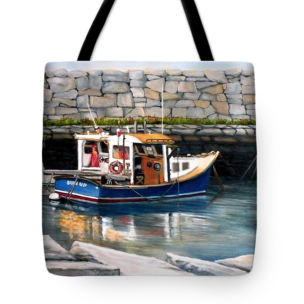 Gloucester Tote Bag featuring the painting Sun Up At Sun Down by Eileen Patten Oliver