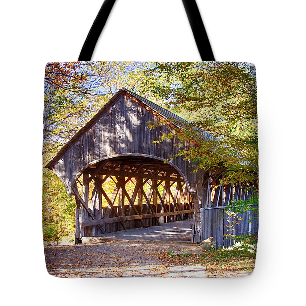 Sunday River Covered Bridge Tote Bag featuring the photograph Sunday River Covered Bridge by Jeff Folger