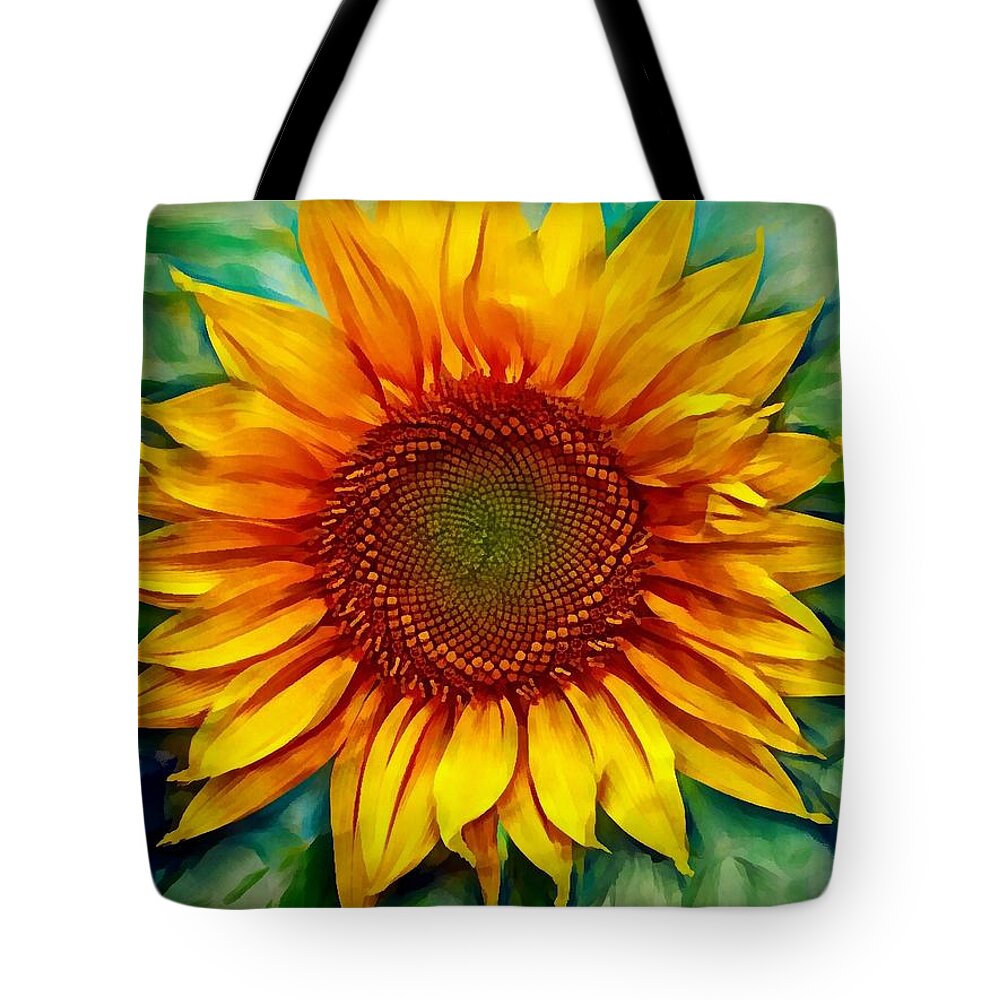 Sunflower Tote Bag featuring the photograph Sunflower - paint edition by Lilia S