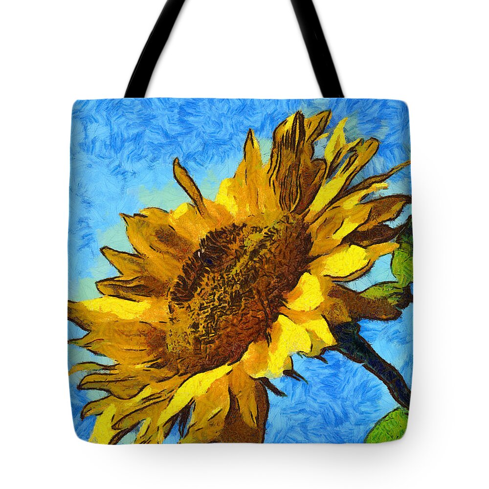 Sunflower Abstract Tote Bag featuring the digital art Sunflower Abstract by Unknown