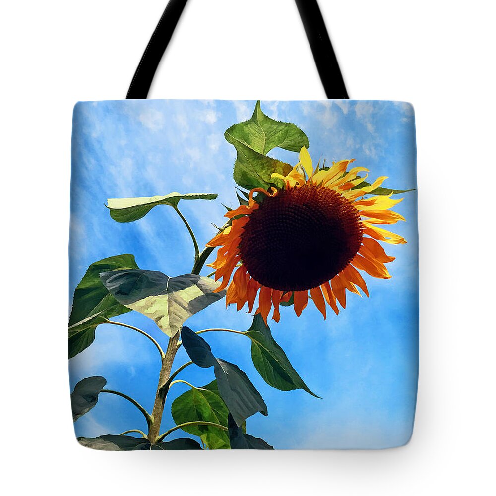 Sunflower Tote Bag featuring the photograph Sunflower and Sky by Susan Savad