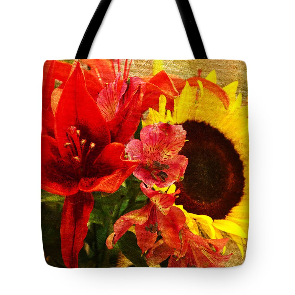 Sunflowers Tote Bag featuring the photograph Sunflower Bouquet by Sandi OReilly