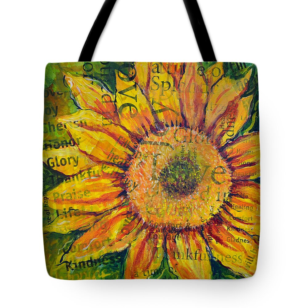 Sunflower Tote Bag featuring the painting Sunflower Glory by Lisa Jaworski