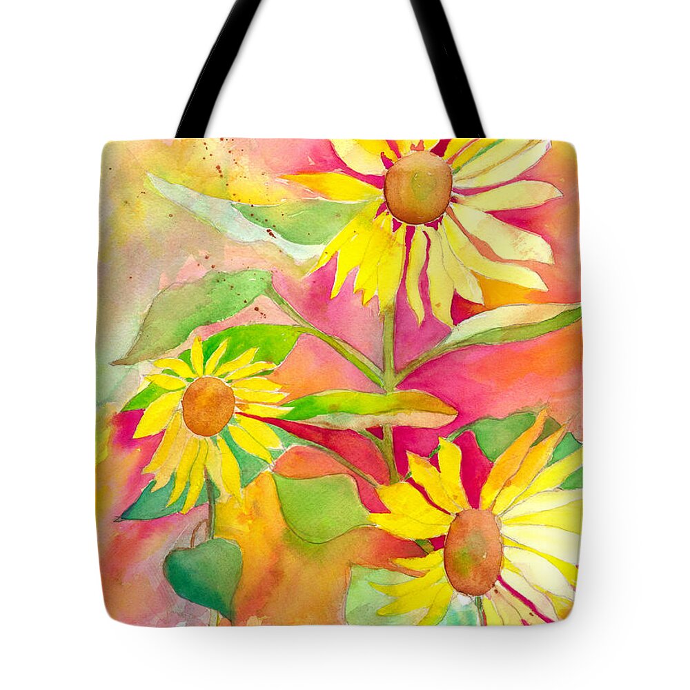 Watercolor Painting Tote Bag featuring the painting Sunflower by Kelly Perez
