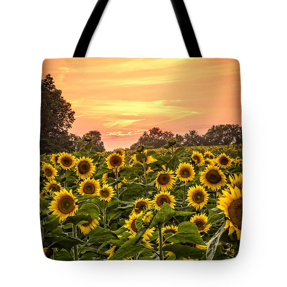 Made In America Tote Bag featuring the photograph Sunflower Sunset by Steven Bateson