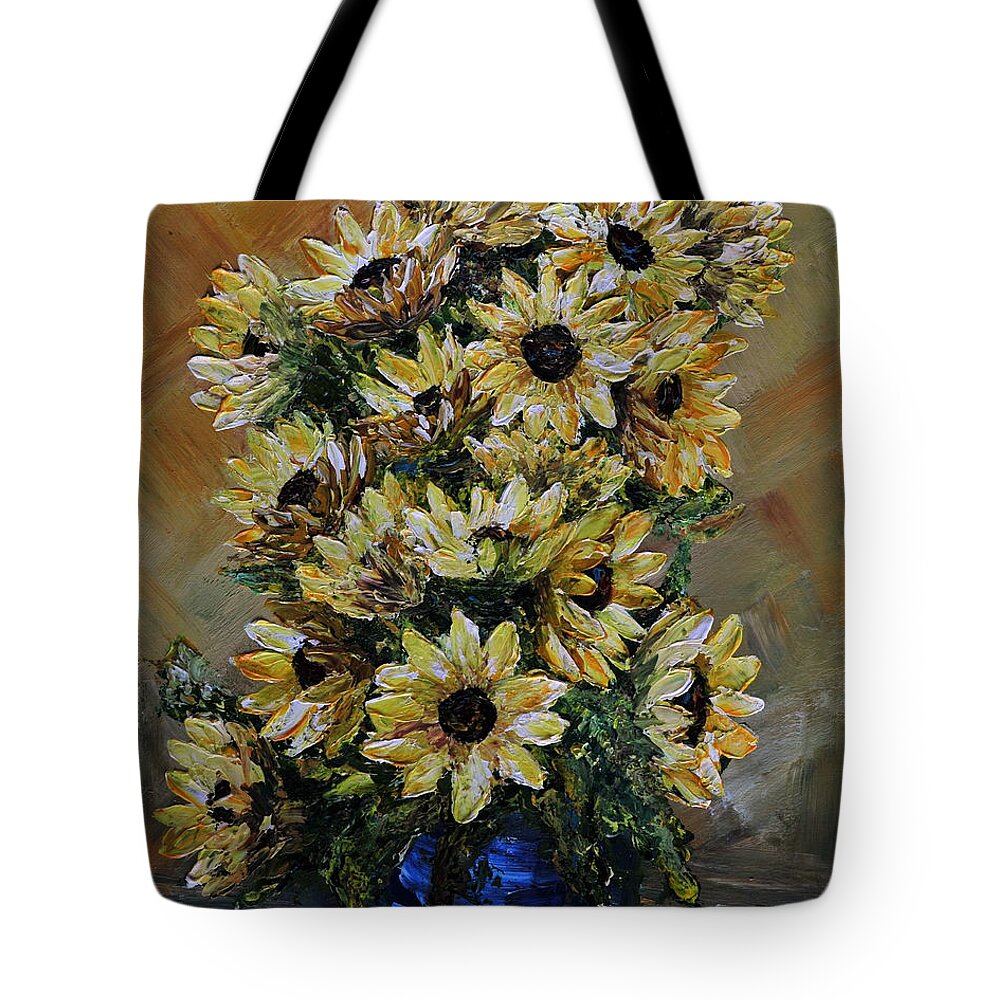 Sunflower Tote Bag featuring the painting Sunflowers Fantasy by Teresa Wegrzyn