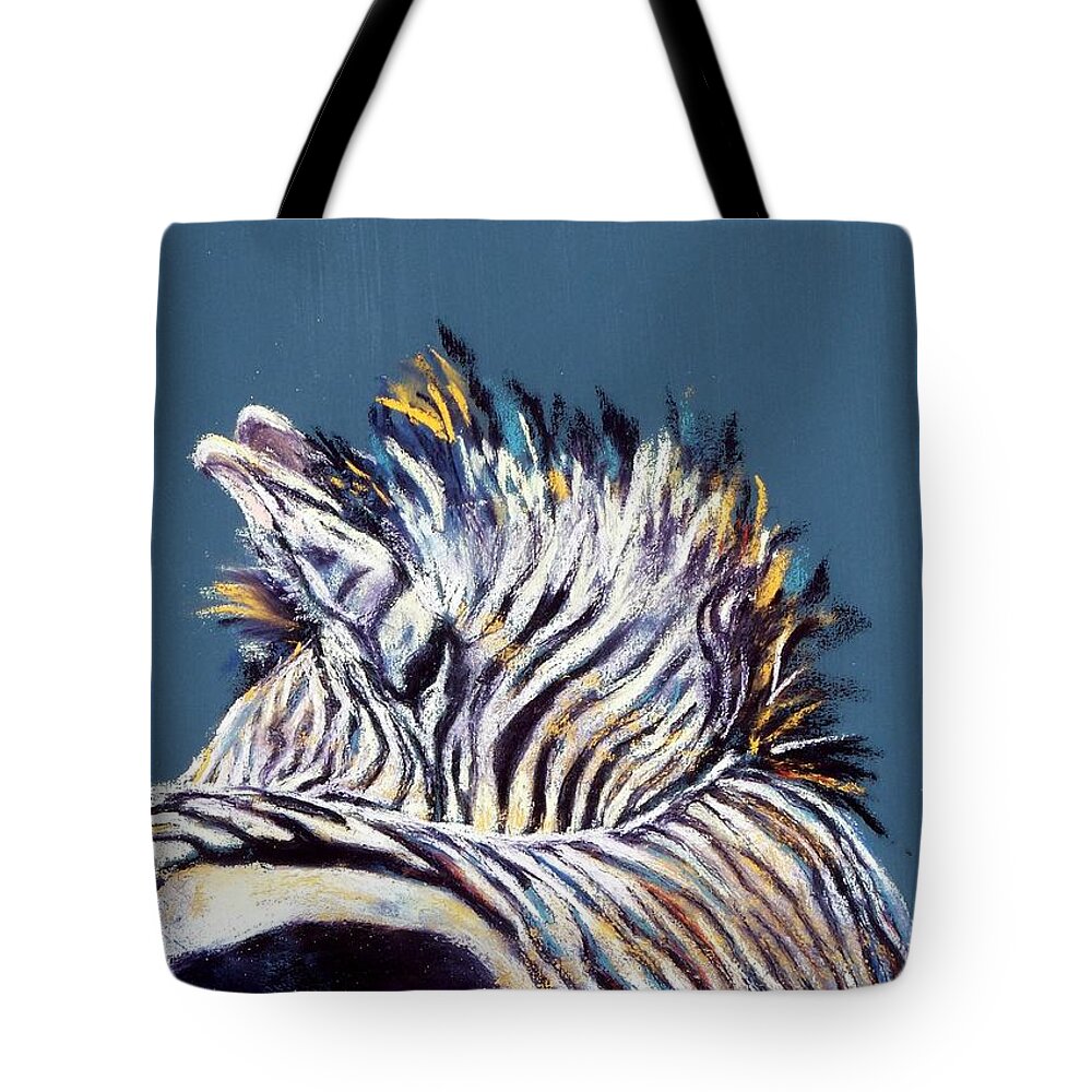 Zebra Tote Bag featuring the painting Sunlit Highlights by Celene Terry