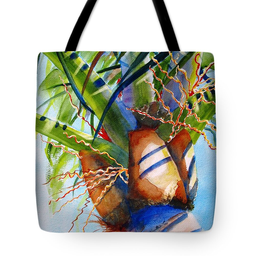 Palm Tote Bag featuring the painting Sunlit Palm by Carlin Blahnik CarlinArtWatercolor