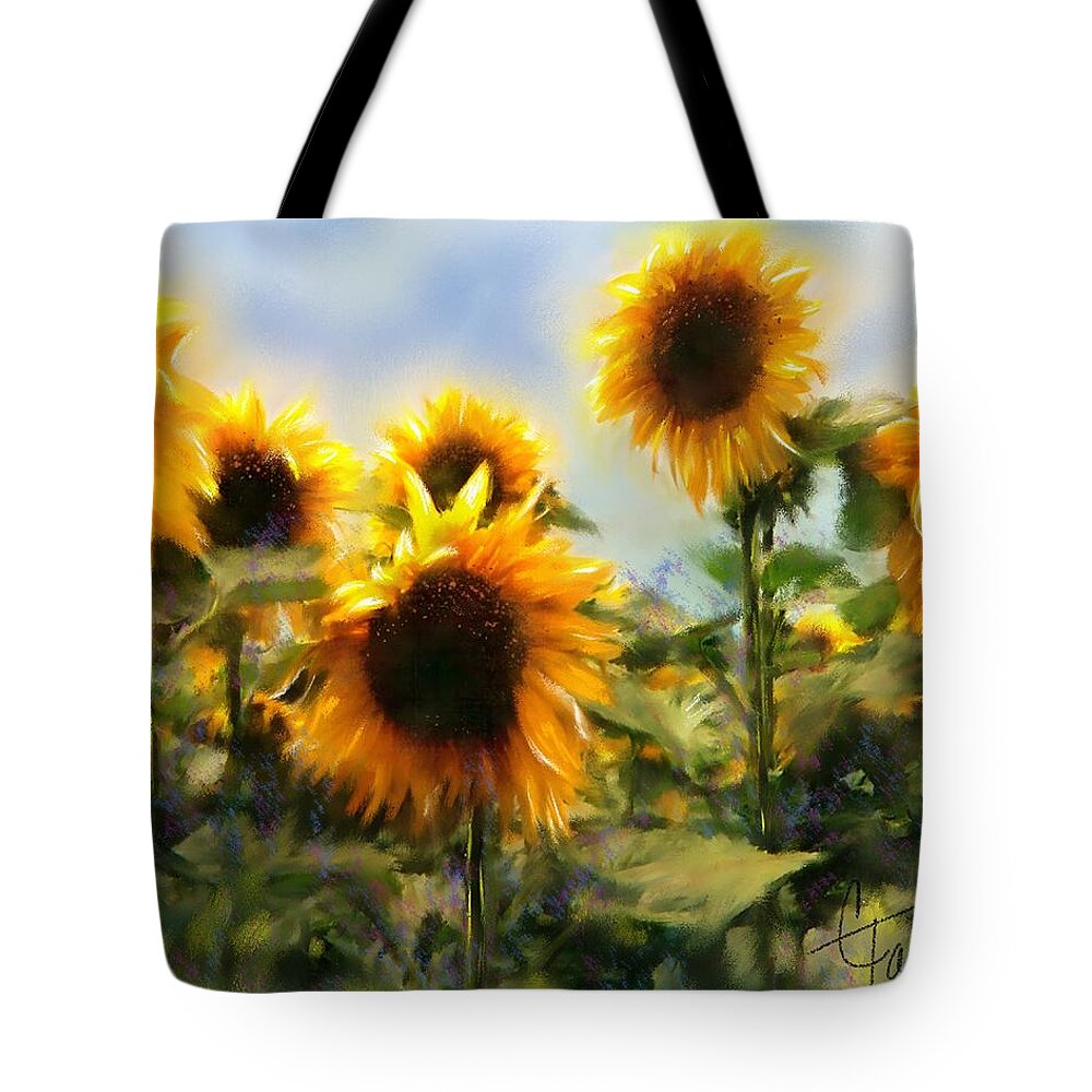 Sunflowers Tote Bag featuring the painting Sunny-Side Up by Colleen Taylor