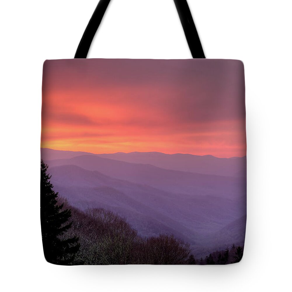 Dawn Tote Bag featuring the photograph Sunrise In The Smoky Mountains by Dennis Govoni