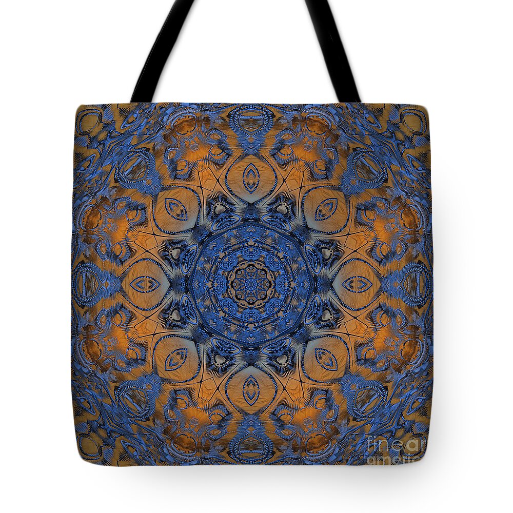 Kaleidoscope Tote Bag featuring the digital art Sunrise Kaleidoscope by Deborah Benoit