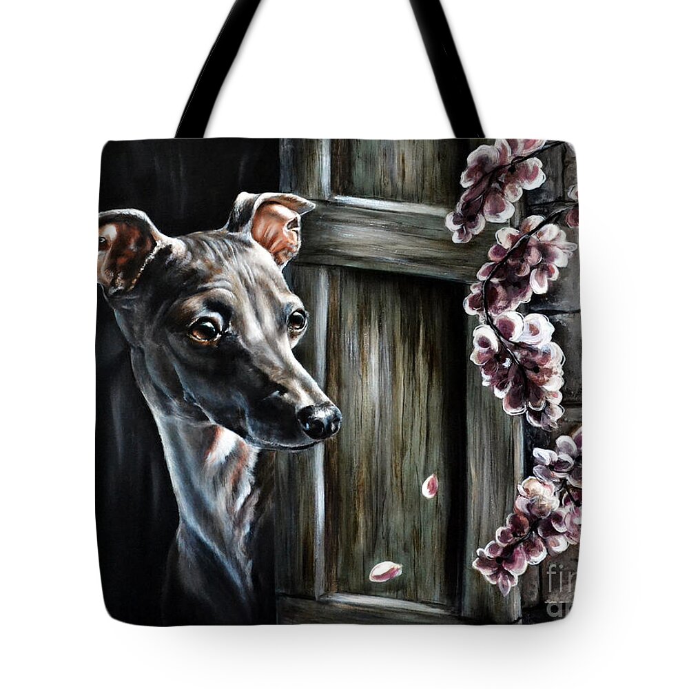 Italian Greyhound Tote Bag featuring the painting Sunrise by Lachri