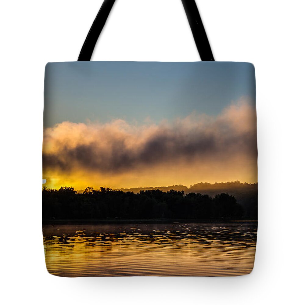 Sunrise Tote Bag featuring the photograph Sunrise on the St. Croix by Adam Mateo Fierro