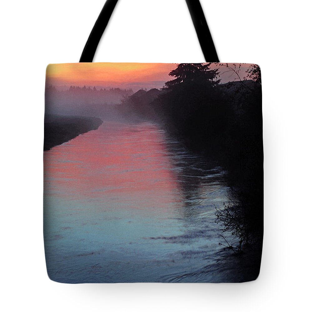 Sunrise Over The Canal Tote Bag featuring the photograph Sunrise over the Canal by Tikvah's Hope