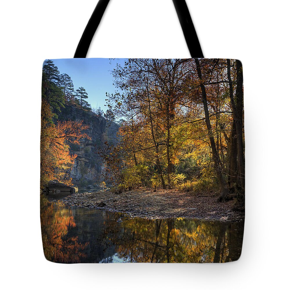Water Tote Bag featuring the photograph Sunrise Reflection below Kyles Landing by Michael Dougherty