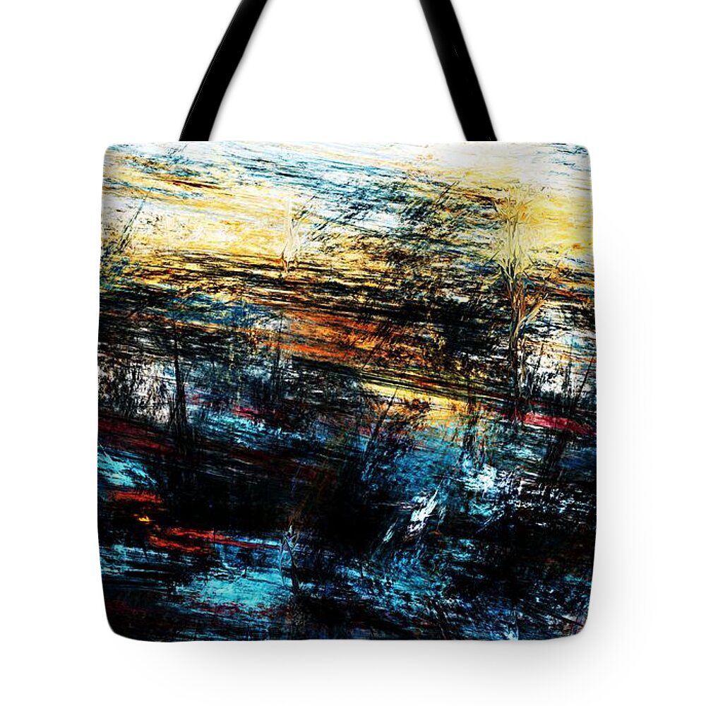 Fine Art Tote Bag featuring the digital art Sunset 083014 by David Lane
