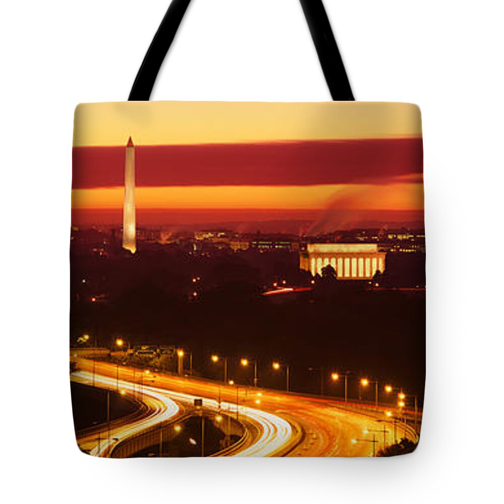 Photography Tote Bag featuring the photograph Sunset, Aerial, Washington Dc, District by Panoramic Images