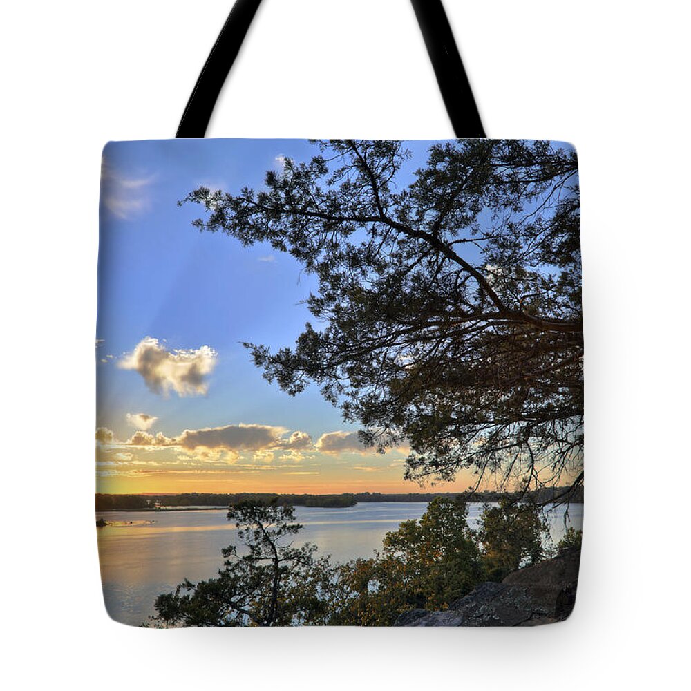 Sunset Tote Bag featuring the photograph Sunset at Cadron Settlement Park - Conway - Arkansas by Jason Politte