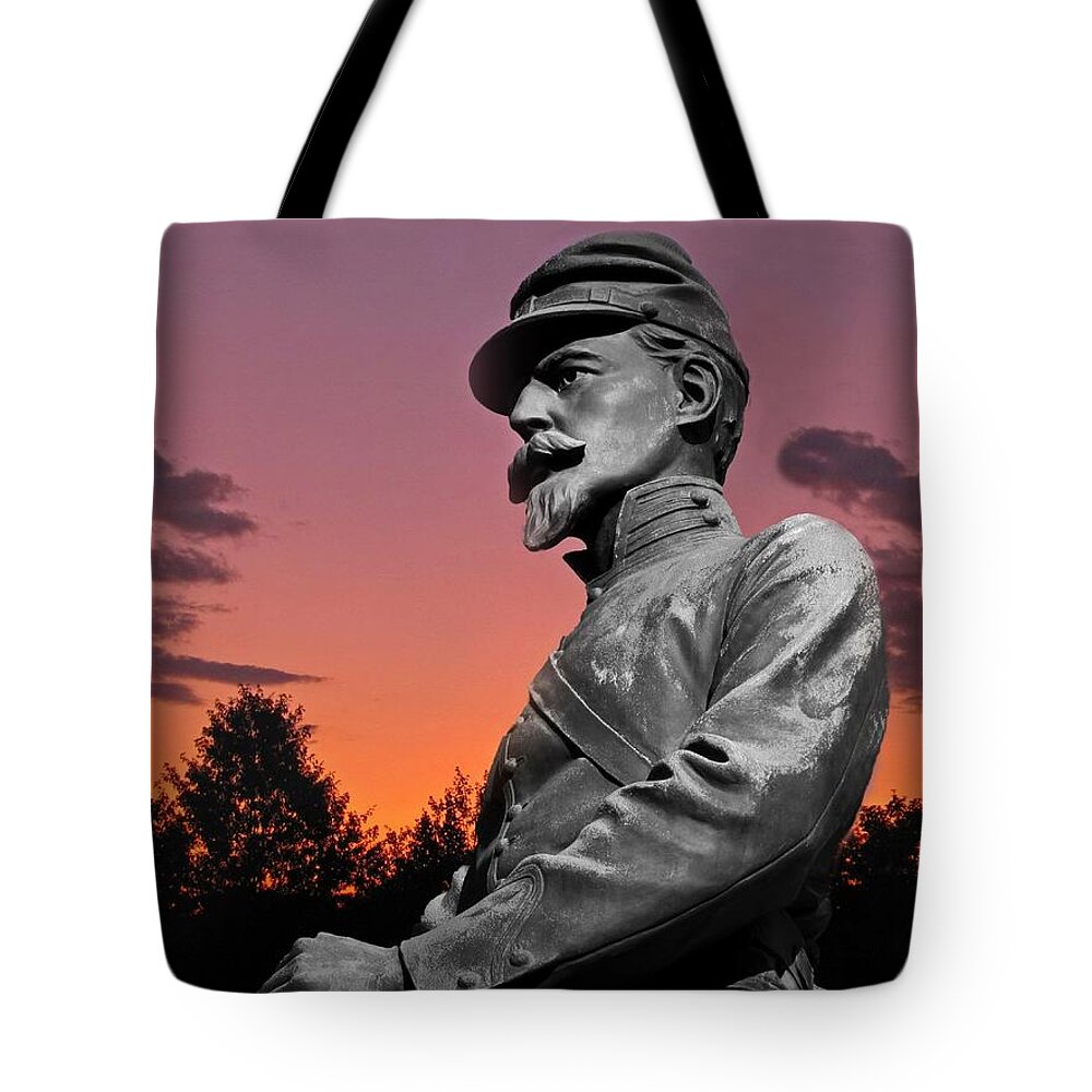 Civil War Tote Bag featuring the photograph Sunset at Gettysburg by David Dehner