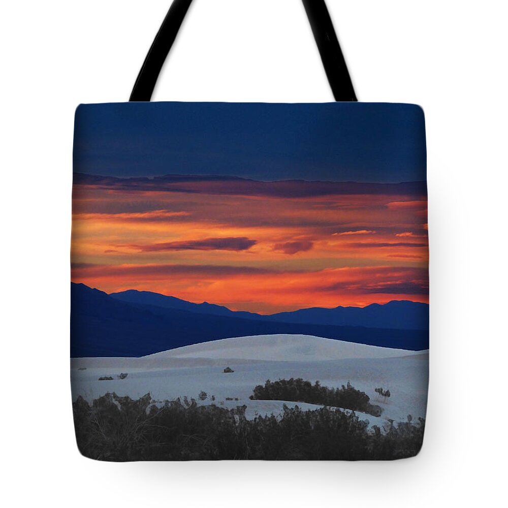 Sand Tote Bag featuring the photograph Sunset at sand Dunes by Marcia Socolik